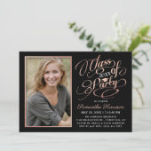 Invitation Trendy Black, White & Rose Gold Graduation Party (Debout devant)