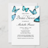Invitation Trendy bleu aquarelle papillons nuptiale Douche (Devant)