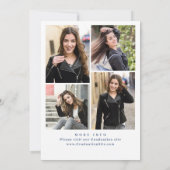 Invitation Trendy Blue Bow Ribbon 4 PHOTO Graduation Party (Dos)