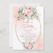 Invitation Trendy Blush Floral Greenery Baby Shower Invite (Devant)