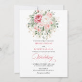 Invitation Trendy Blush Peony Botanical Gold Wedding Invite (Devant)