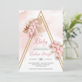Invitation Trendy Blush rose orchidée séché Palm Oh Baby show (Debout devant)