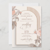 Invitation Trendy boho arch blush vivant rose ivoire brun (Devant)