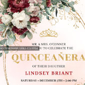 Invitation Trendy Boho Maroon Floral Eucalyptus Quince Invite