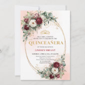 Invitation Trendy Boho Maroon Floral Eucalyptus Quince Invite (Devant)
