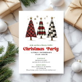 Invitation Trendy buffalo plaid Christmas tree editable 