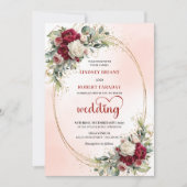 Invitation Trendy Burgundy Boho Chic Floral Wedding Invite (Devant)