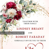 Invitation Trendy Burgundy Boho Chic Floral Wedding Invite