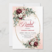 Invitation Trendy Burgundy Gold Greenery Bridal Shower Invite (Devant)