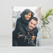 Invitation Trendy Calligraphy Script Photo Save the Date (Debout devant)