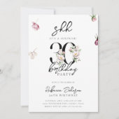 Invitation Trendy Chic Rose Floral Surprise 30e anniversaire (Devant)