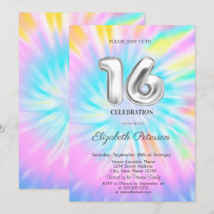 Invitation Trendy Cool Tie Dye Sweet 16
