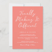 Invitation Trendy Coral Pink Script calligraphy Modern Weddin (Devant)