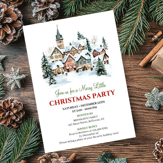 Invitation Trendy cozy Christmas scene festive dinner invites