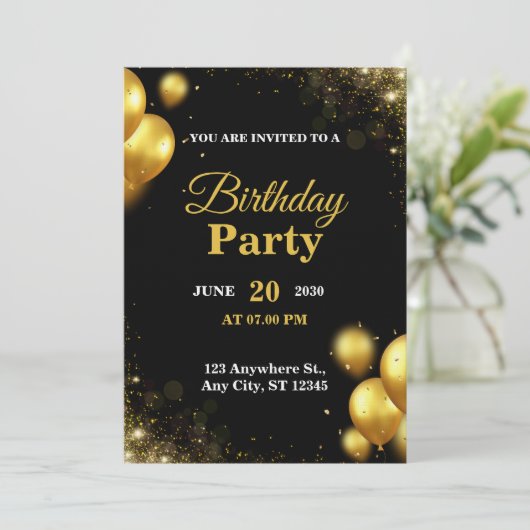 Invitation Trendy CUSTOMIZABLE Birthday CARD (Debout devant)