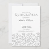 Invitation Trendy Embossé moderne florale Quinceañera (Devant)