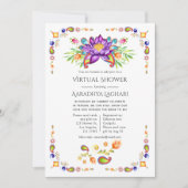 Invitation Trendy Floral Paisley Indian Virtual Douche (Devant)