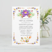 Invitation Trendy Floral Paisley Indian Virtual Douche (Debout devant)