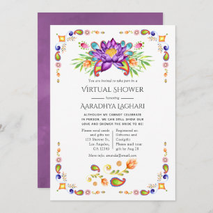Invitation Trendy Floral Paisley Indian Virtual Douche