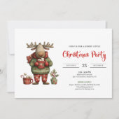 Invitation Trendy Funny Reindeer red green festive invite (Devant)