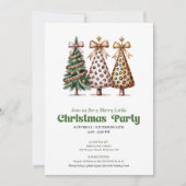 Invitation Trendy gold green leopard Christmas tree invites (Devant)