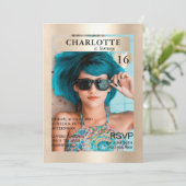 Invitation Trendy Gold Magazine Cover Photo inspirée (Debout devant)