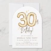 Invitation Trendy Gold Thirty Balloons 30th Birthday Party (Devant)