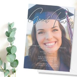 Invitation Trendy Graduate Photo Overlay Party