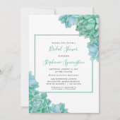 Invitation Trendy Green Succulents nuptiale douche (Devant)