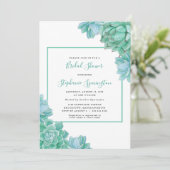 Invitation Trendy Green Succulents nuptiale douche (Debout devant)