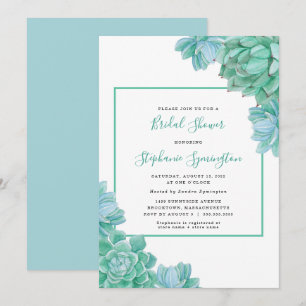 Invitation Trendy Green Succulents nuptiale douche