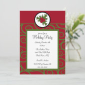 Invitation Trendy Holly Swirl Holiday Party Invite (Debout devant)