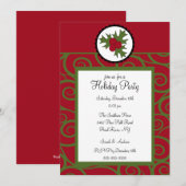 Invitation Trendy Holly Swirl Holiday Party Invite (Devant / Derrière)
