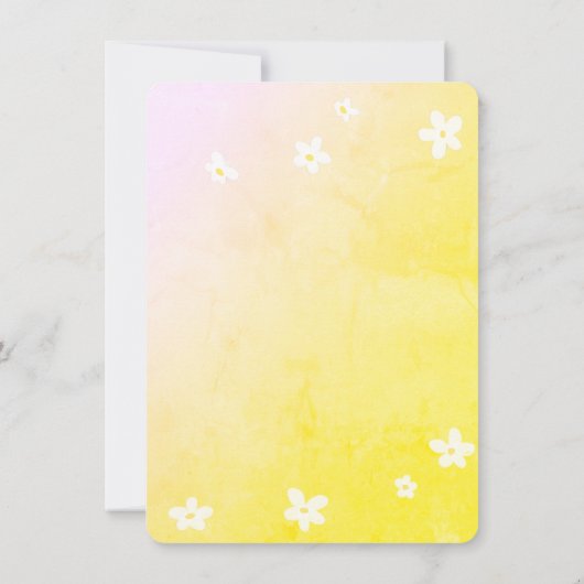 Invitation Trendy Jaune Cute Daisies Fille fête d'anniversair (Dos)