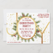 Invitation Trendy Joy Pine Boughs Wreath Christmas Party (Devant)
