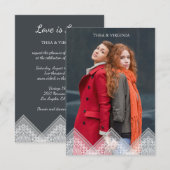 Invitation Trendy Lace Lesbian Gay Wedding Photo Instant (Devant / Derrière)