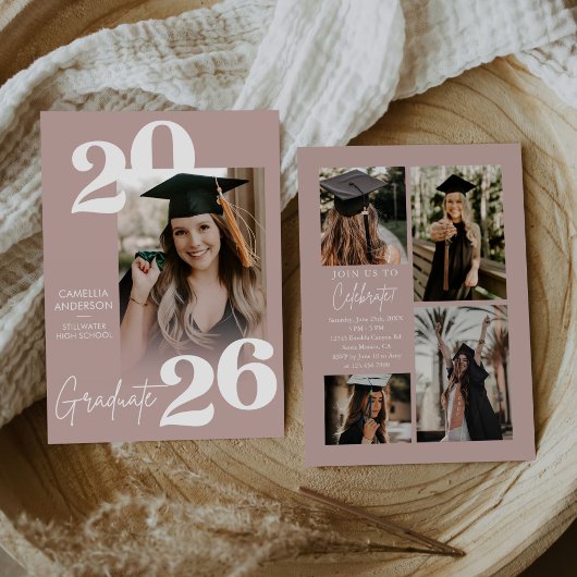 Invitation Trendy Modern Casual Photo Graduation
