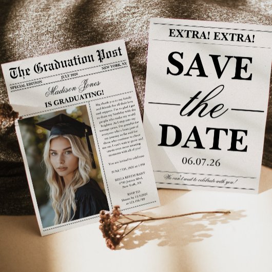 Invitation Trendy Modern Fun Photo Graduation 