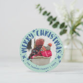 Invitation Trendy Modern Handwritten Christmas Photo Card (Debout devant)