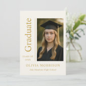 Invitation Trendy Modern Ivory Gold Photo Graduation (Debout devant)