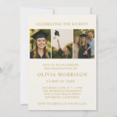 Invitation Trendy Modern Ivory Gold Photo Graduation (Dos)