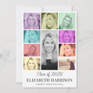 Invitation Trendy Multi-Color Photo Collage Party Graduation