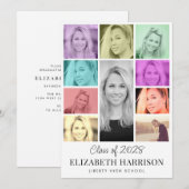 Invitation Trendy Multi-Color Photo Collage Party Graduation (Devant / Derrière)