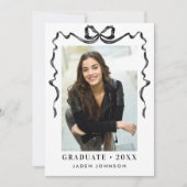 Invitation Trendy Neutral Bow Ribbon 2 PHOTO Graduation Party (Devant)