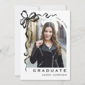 Invitation Trendy Neutral Bow Ribbon 4 PHOTO Graduation Party (Devant)