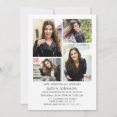 Invitation Trendy Neutral Bow Ribbon 5 PHOTO Graduation Party (Dos)