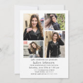 Invitation Trendy Neutral Bow Ribbon 5 PHOTO Graduation Party (Dos)