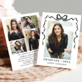 Invitation Trendy Neutral Bow Ribbon 5 PHOTO Graduation Party