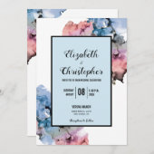 Invitation Trendy Paint Splash Navy rose Abstrait moderne (Devant / Derrière)