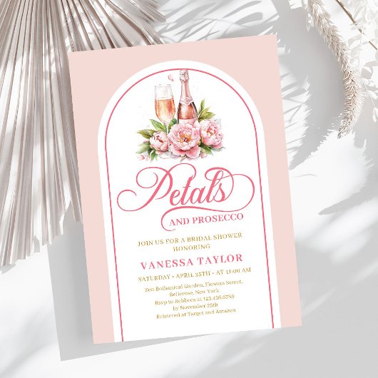 Invitation Trendy petals and prosecco blush gold celebration